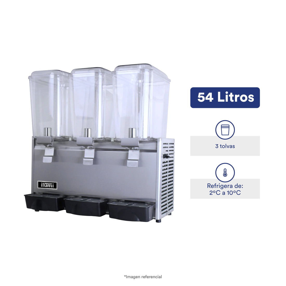 Dispensador De Jugos 3 Pozas 54 Litros Ilumi