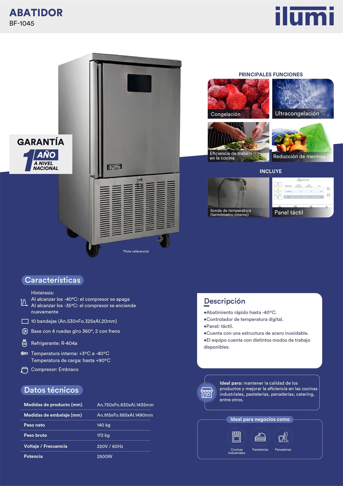 Abatidor De Temperatura De 10 Bandejas Gastronomia Ilumi
