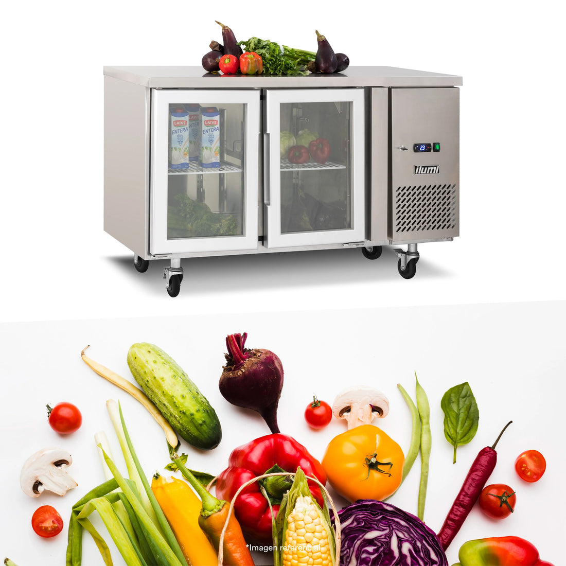 Meson Refrigerada Gourmet 2 Puertas Vídrio 280Lts Ilumi