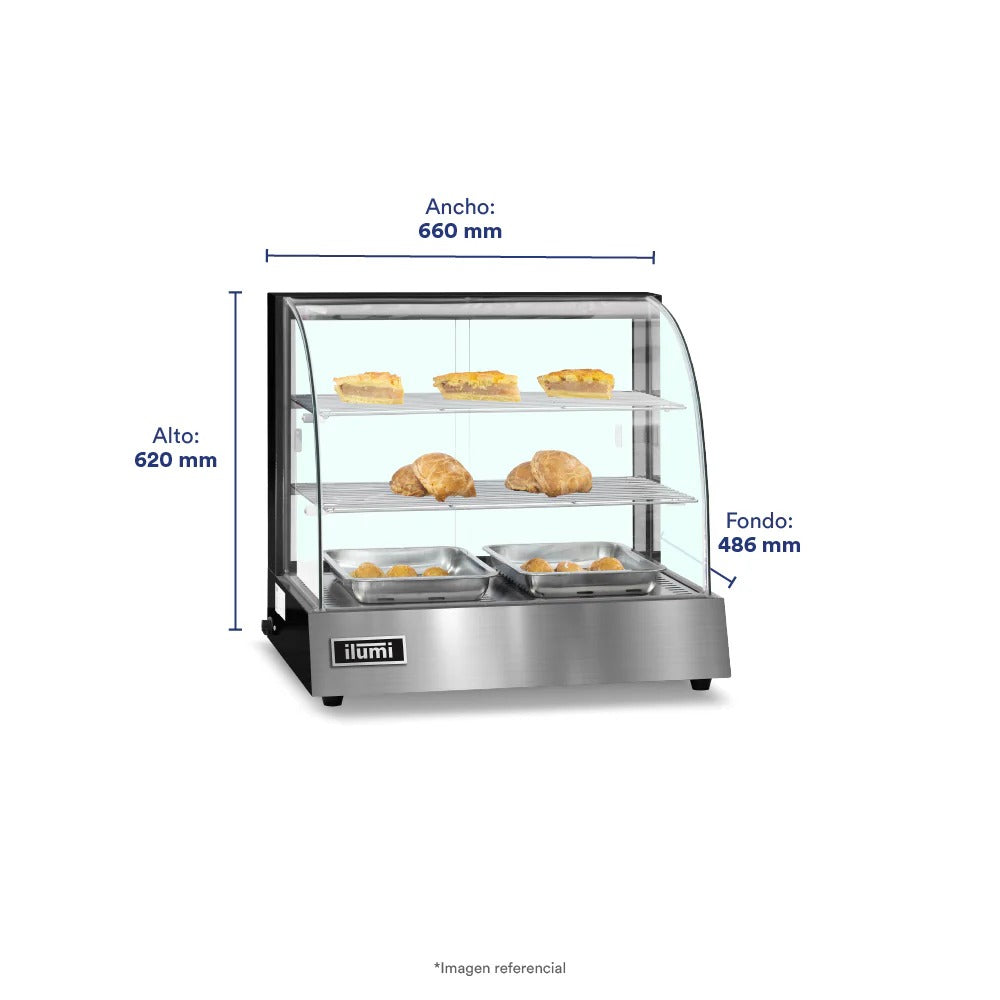 Vitrina Caliente Pequeña De 60Cm De 2 Bandejas  Ilumi