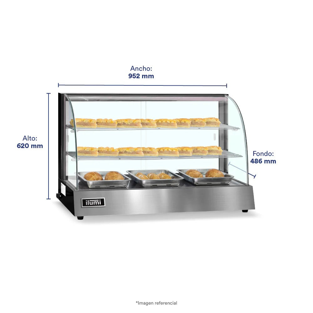 Vitrina Caliente Mediana De 96Cm De 3 Bandejas Ilumi