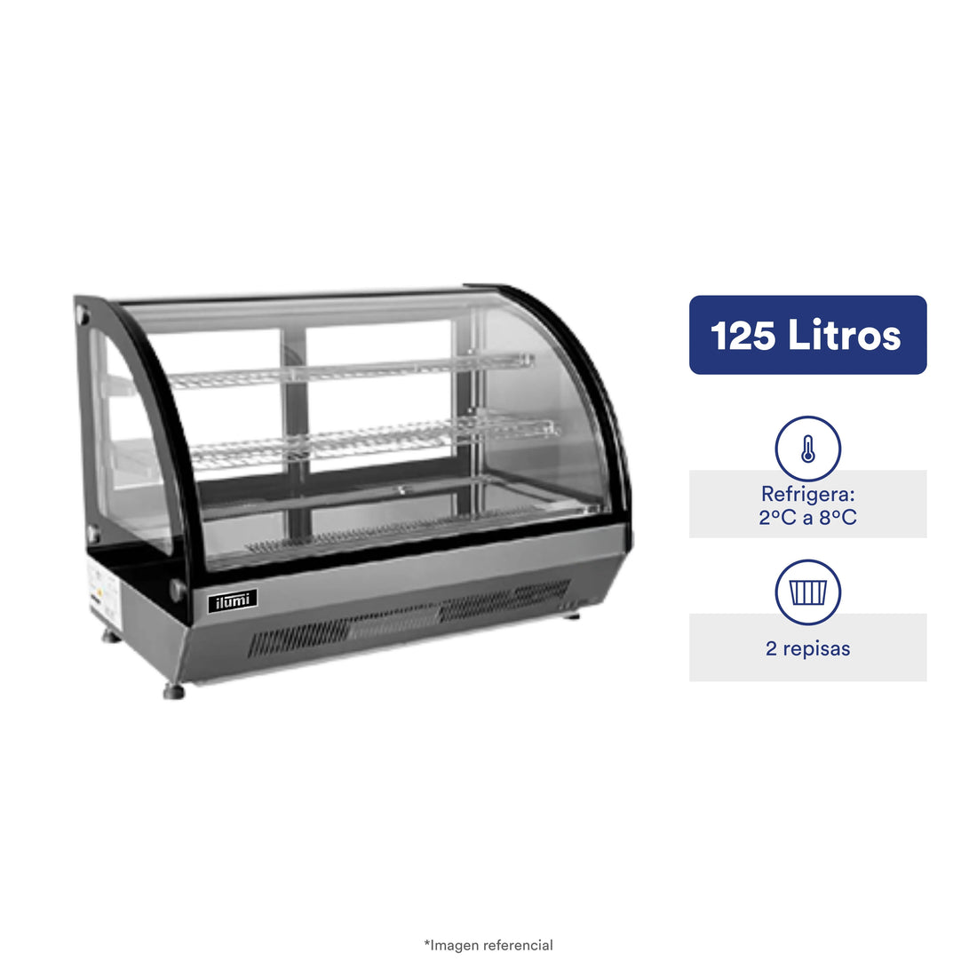 Vitrina Refrigerada De Sobremesa Curvo 90Lts Ilumi
