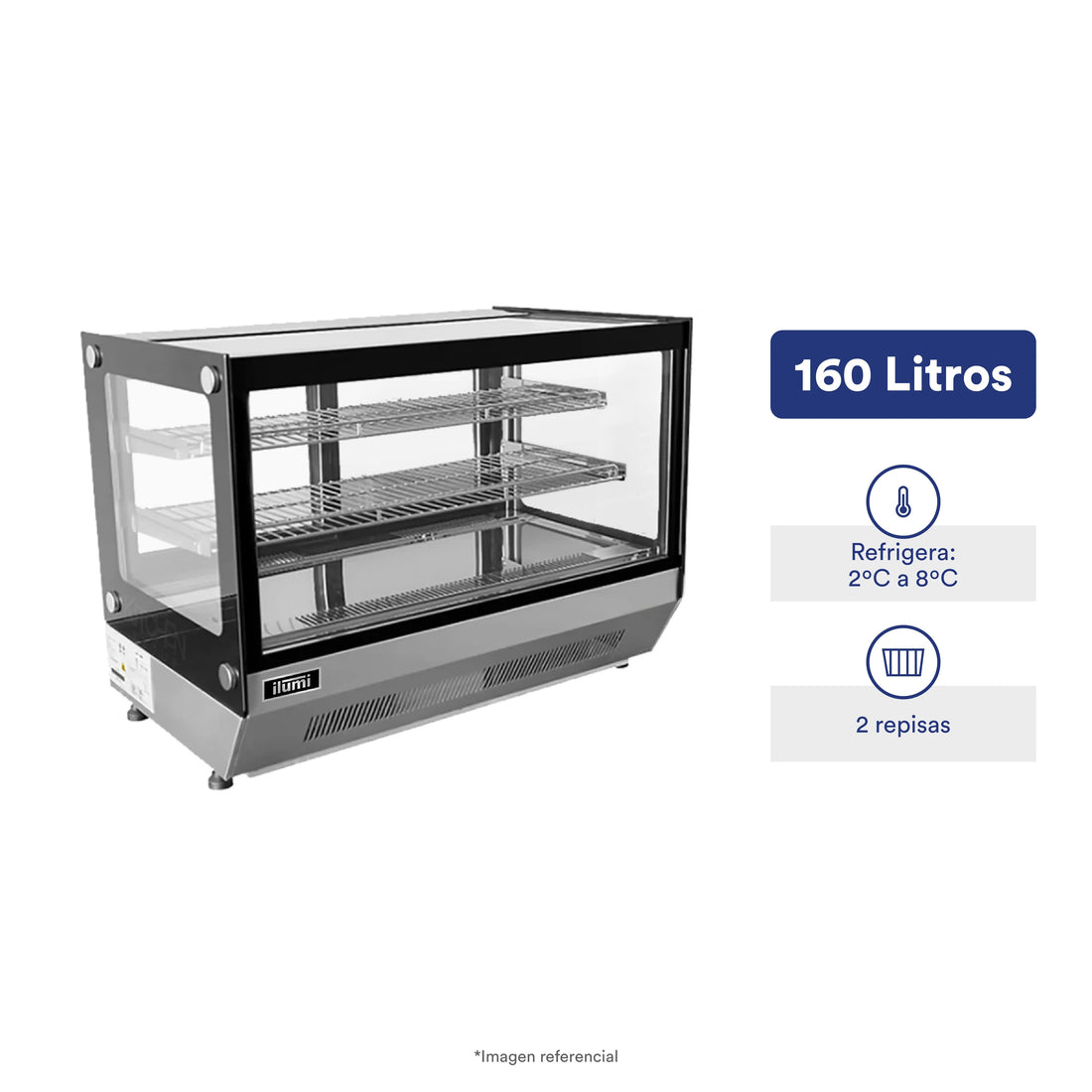 Vitrina Refrigerada De Sobremesa Cuadrada 160Lts Ilumi