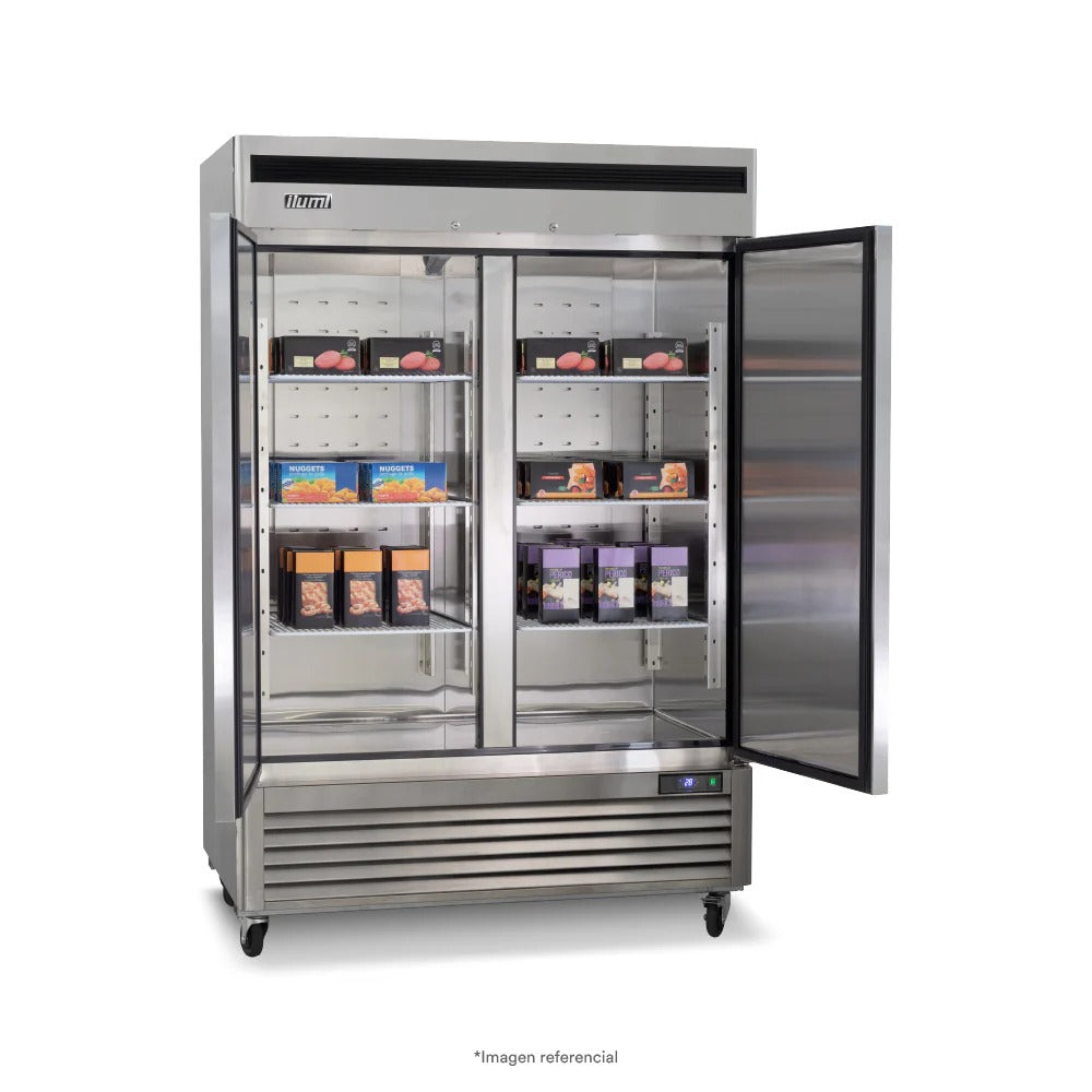 Congeladora Vertical Inox 2 Puertas Sólidas 1400L Fancooling Ilumi