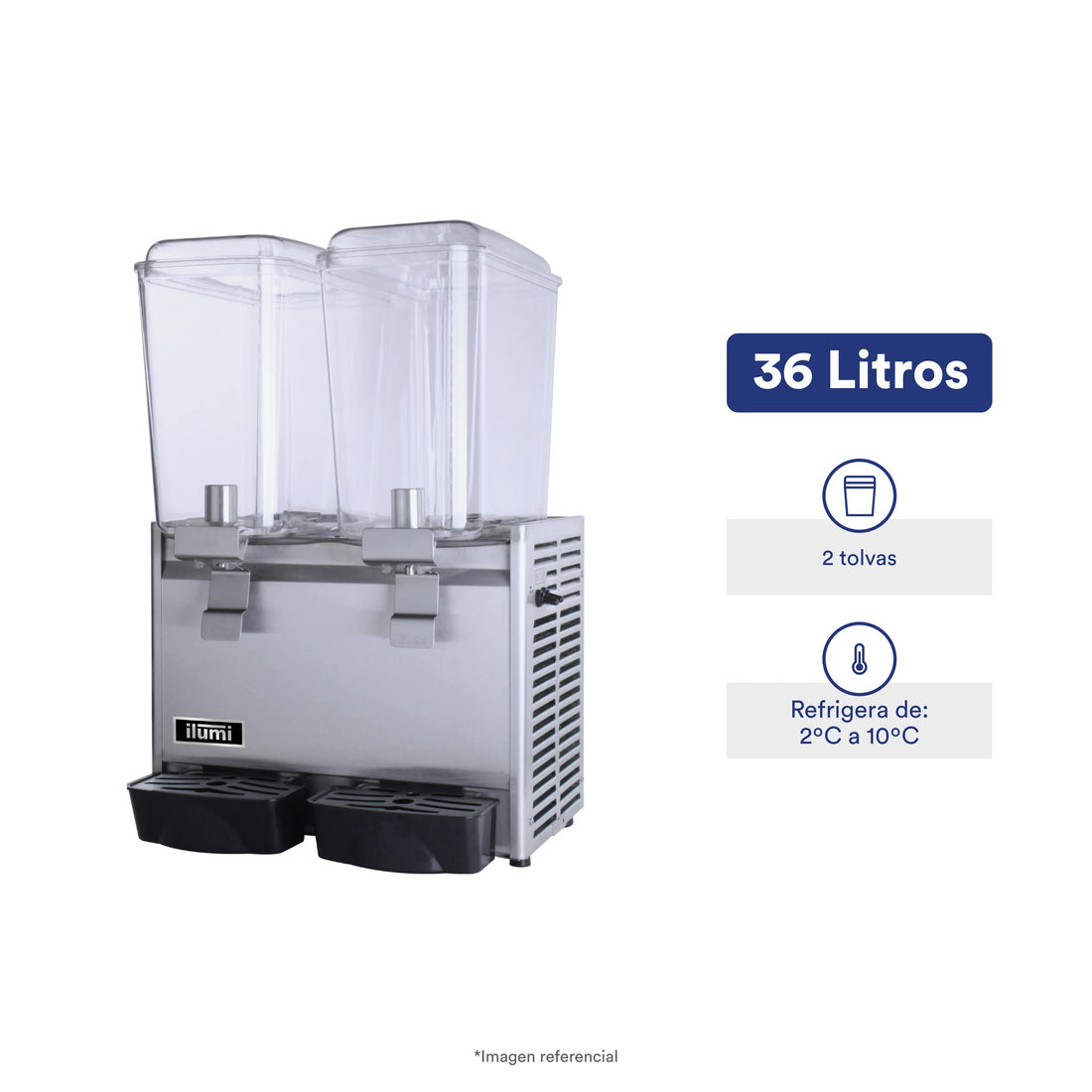 Dispensador De Jugos 2 Pozas 36L Ilumi
