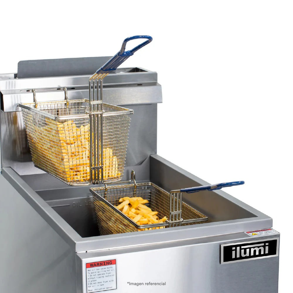 Freidora Industrial A Gas De 26.6 Lts Con 4 Quemadores Inoxidable Ilumi