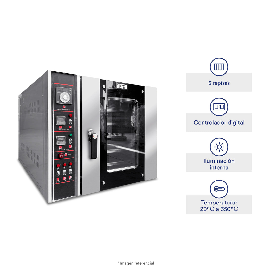 Horno Industrial Convector A Gas Con 5 Bandejas Ilumi