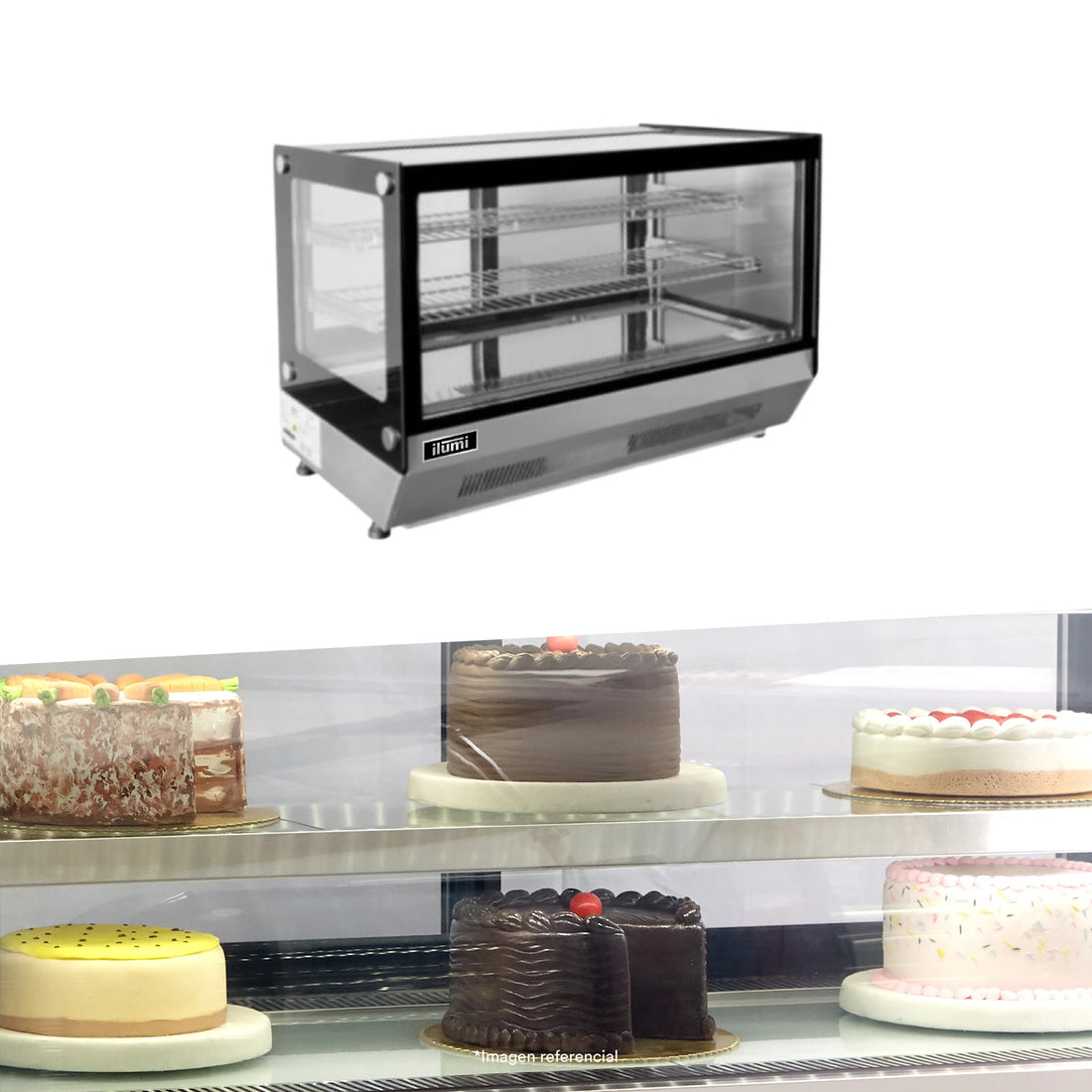 Vitrina Refrigerada De Sobremesa Cuadrada 120Lts Ilumi