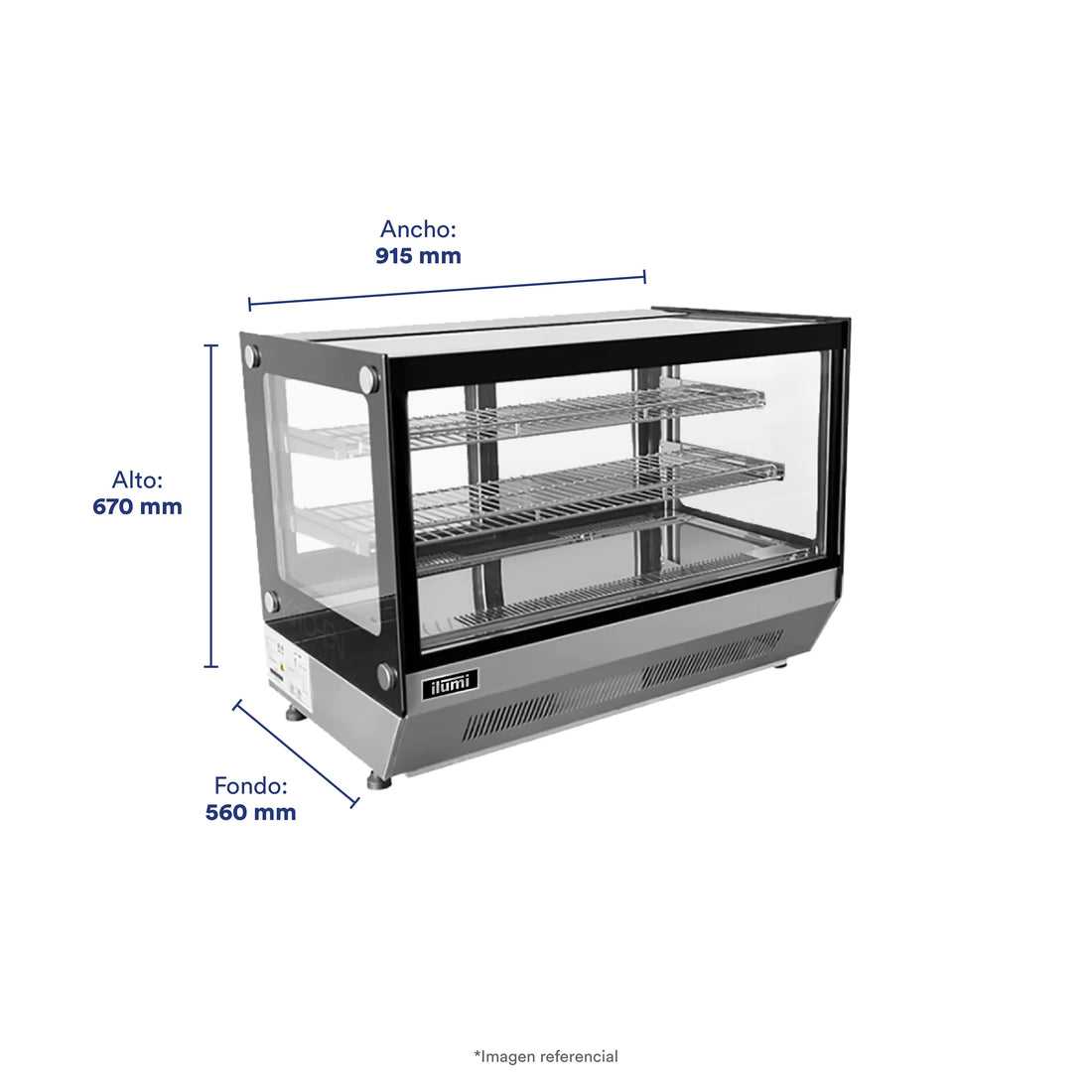 Vitrina Refrigerada De Sobremesa Cuadrada 160Lts Ilumi