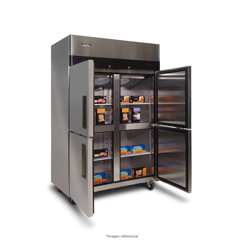 Congeladora Vertical Inox 4 Puertas Sólidas 1000L Fancooling Mixta Ilumi
