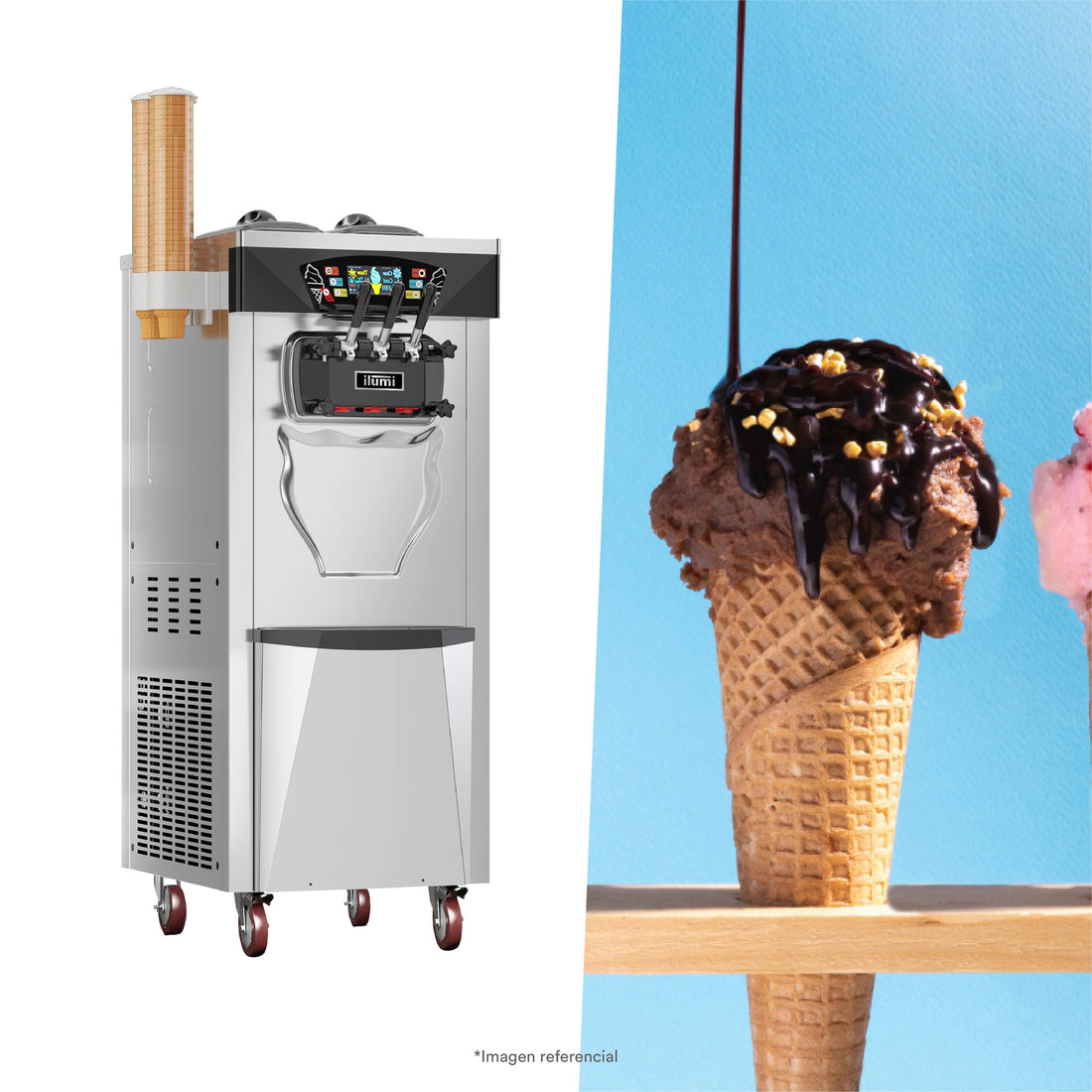 Máquina De Helado Soft Pre Cooling De Hasta 30 Litros Por Hora Ilumi
