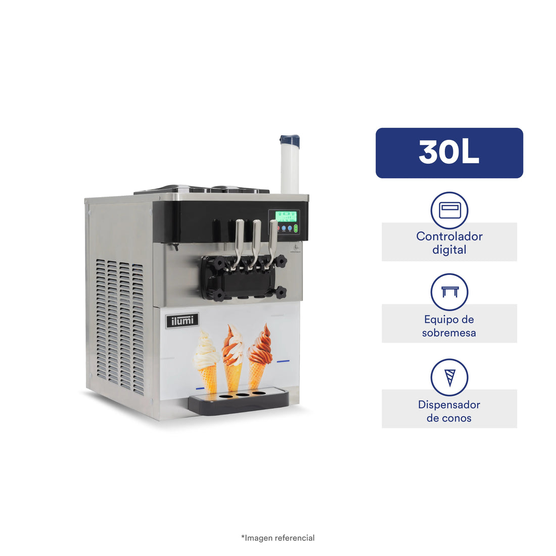 Máquina De Helado Soft De Sobremesa De Hasta 30 Litros Por Hora Ilumi