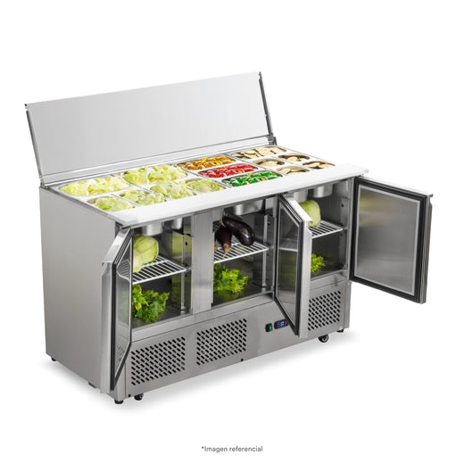 Mesa Ensaladera Refrigerada 3 Puertas Solidas Ilumi