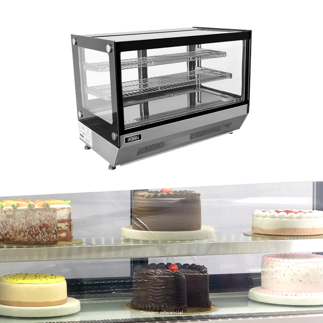 Vitrina Refrigerada De Sobremesa Cuadrada 160Lts Ilumi