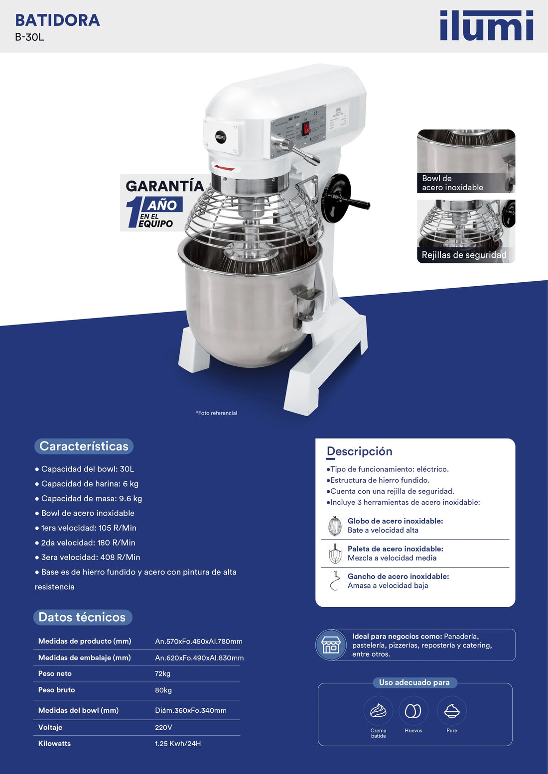 Batidora Industrial De 30L Ilumi