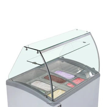Congeladora Con Vitrina De 12 Pozas Para Helados Vidrio Alto 520 Litros Ilumi