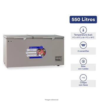 Congeladora Con Tina De Acero Inoxidable De 550 Litros Gris Ilumi