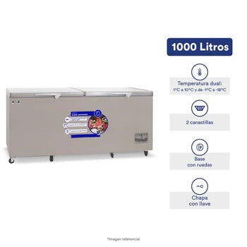 Congeladora Con Tina De Acero Inoxidable 1000 Litros Gris Ilumi