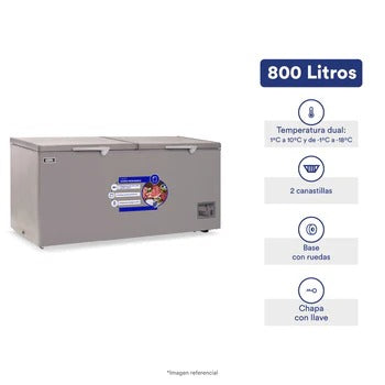 Congeladora Con Tina De Acero Inoxidable 800 Litros Gris Ilumi