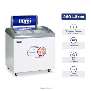Congeladora Vidrio Corredizo 260 Litros Ilumi