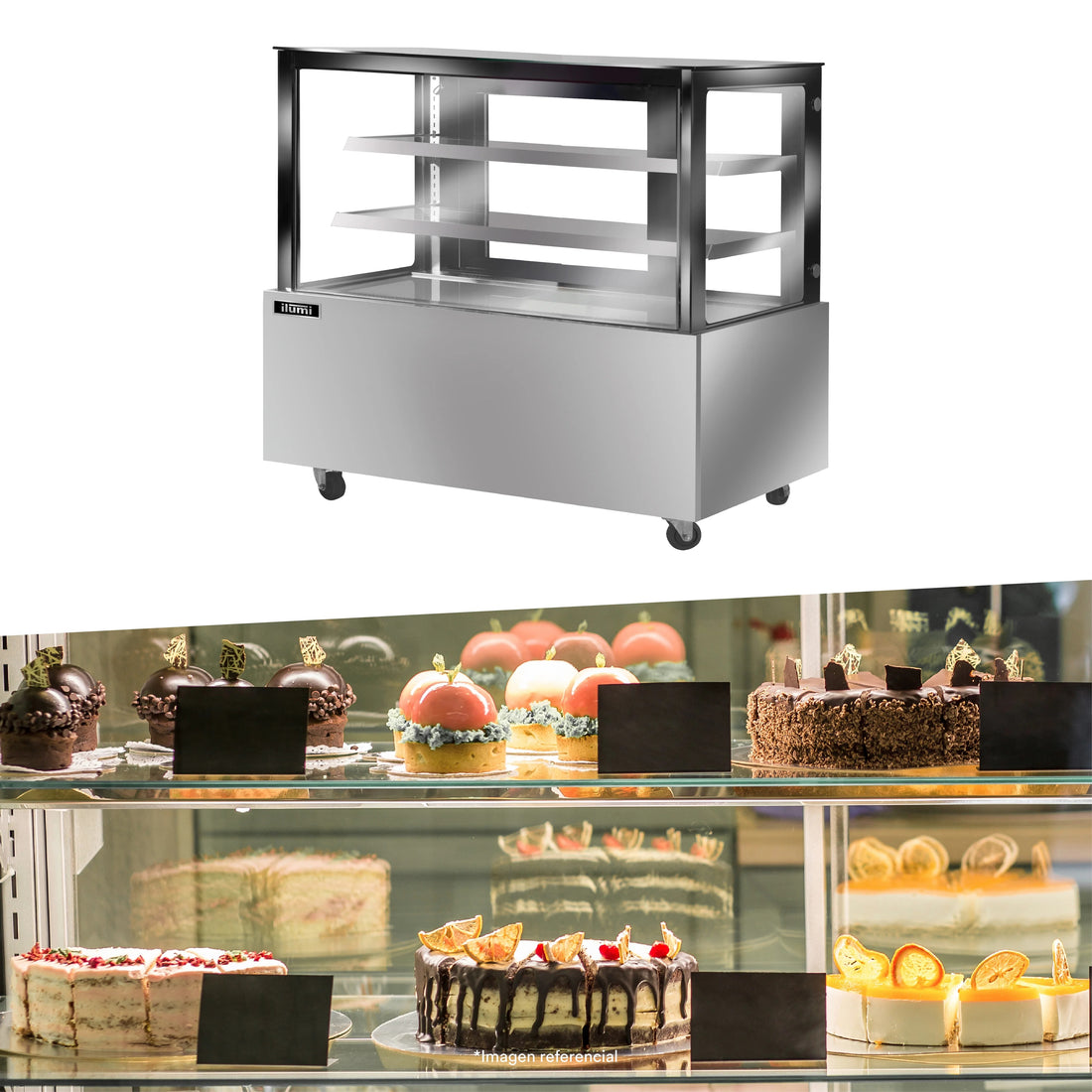 Vitrina Refrigerada 1.20X1.50 Dos Niveles Vidrio Plana Ilumi