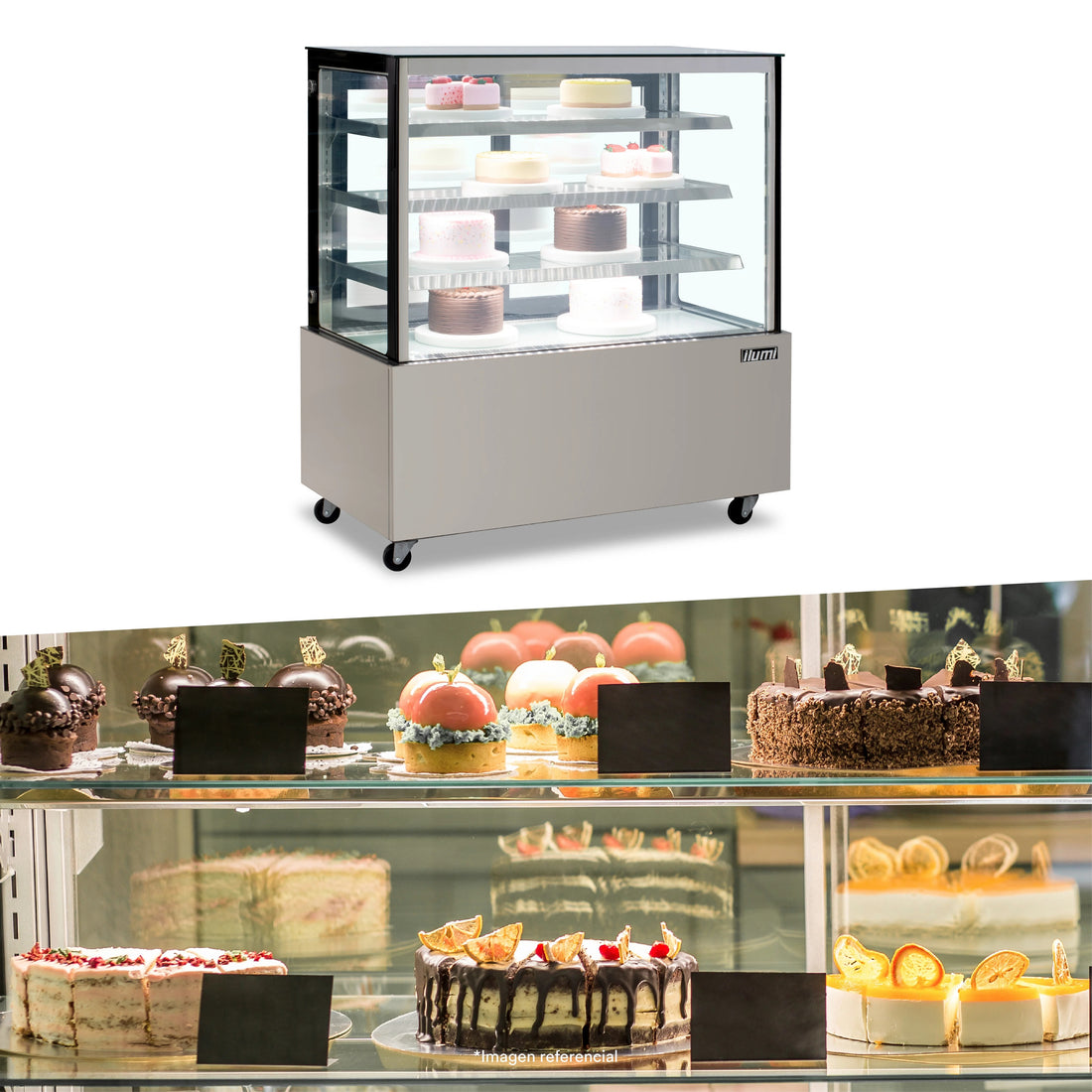 Vitrina Refrigerada Tres Niveles Vidrio Plano Ilumi
