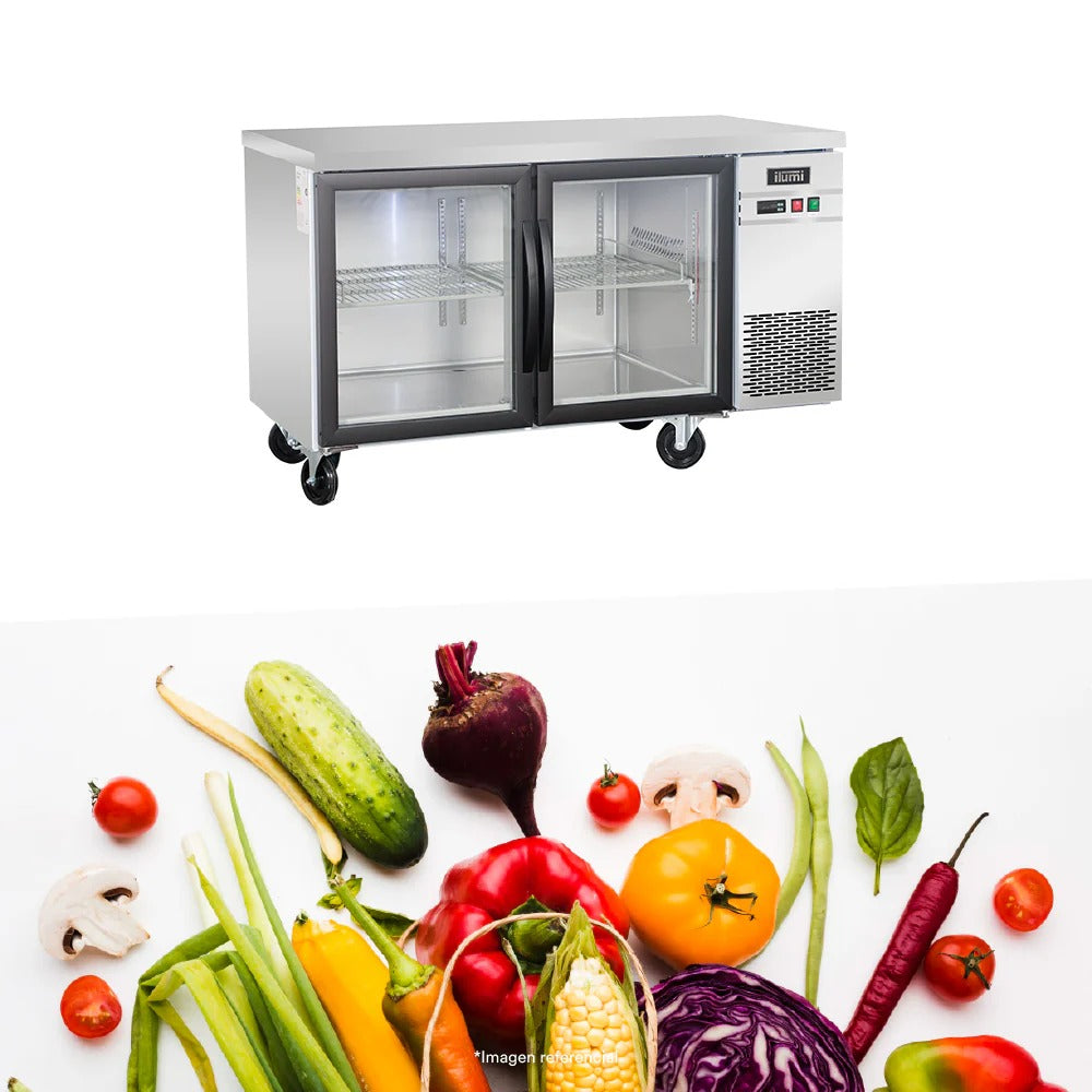Meson Refrigerada Gourmet 2 Puertas Vidrio 320L Ilumi