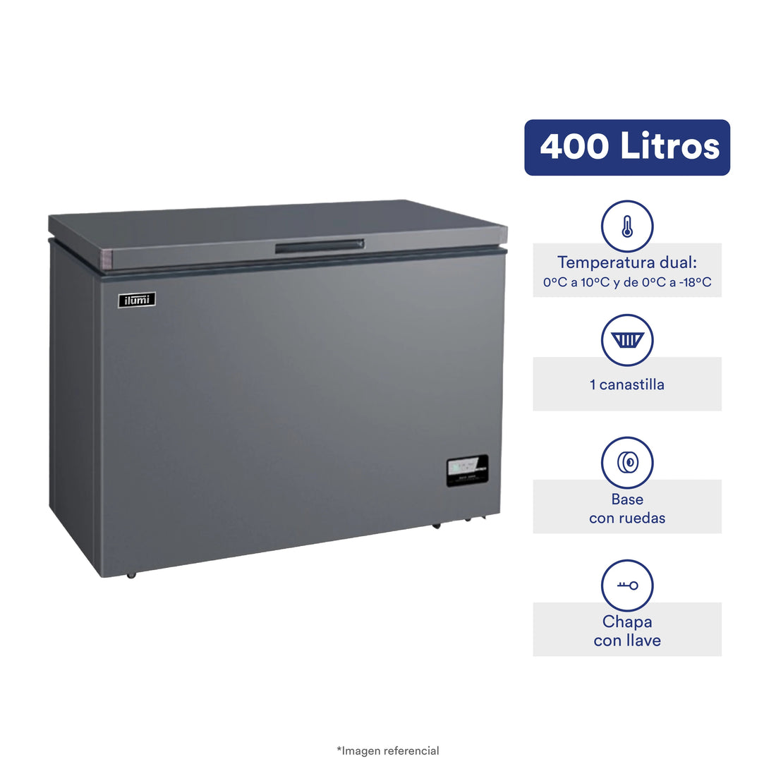 Congelador Fan Cooling con tina de Acero Inoxidable de 400 litros
