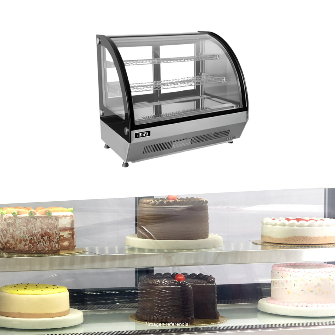 Vitrina Refrigerada De Sobre Mesa Curvo 100Lts Ilumi