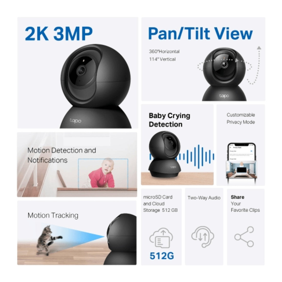 TAPO C211 CÁMARA WIFI INTERIOR 2K 3MP 360° CON AUDIO BIDIRECCIONAL TP-LINK