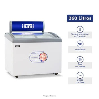 Congeladora Vidrio Corredizo 360 Litros Ilumi
