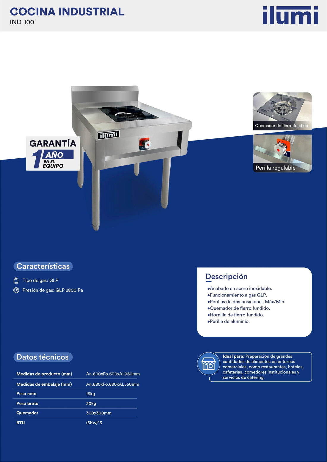 Cocina Industrial De 1 Hornilla Ilumi