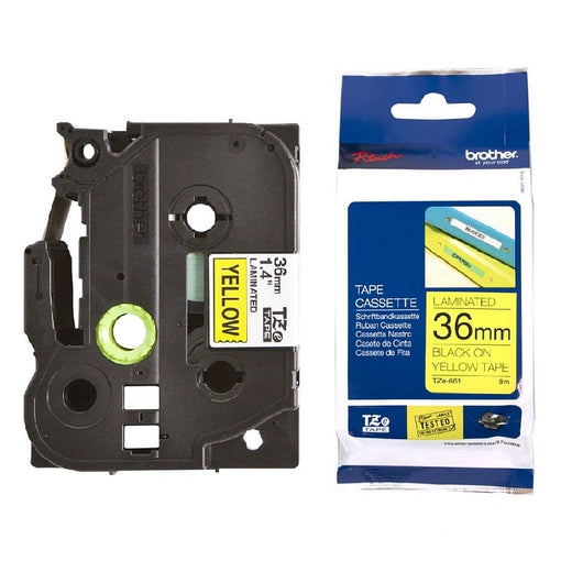 CINTA BROTHER TZE661 BLACK ON YELLOW 1.5" (36MM)