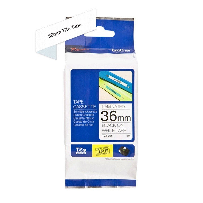 CINTA BROTHER TZE261 BLACK ON WHITE 1.5" (36MM)