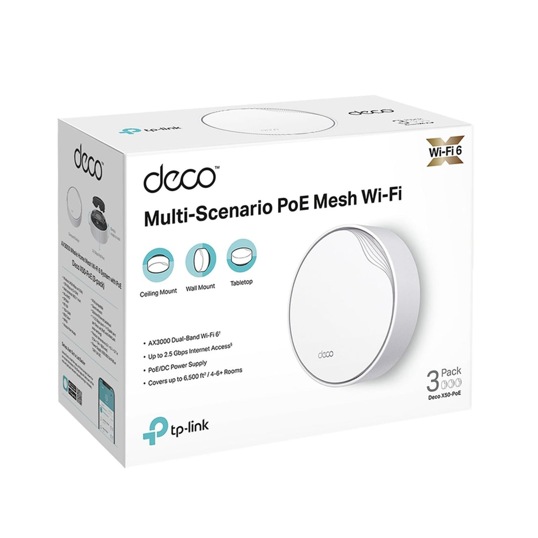 DECO X50 POE (3-PACK) MESH WIFI 6 AX3000 DUAL BAND TP-LINK
