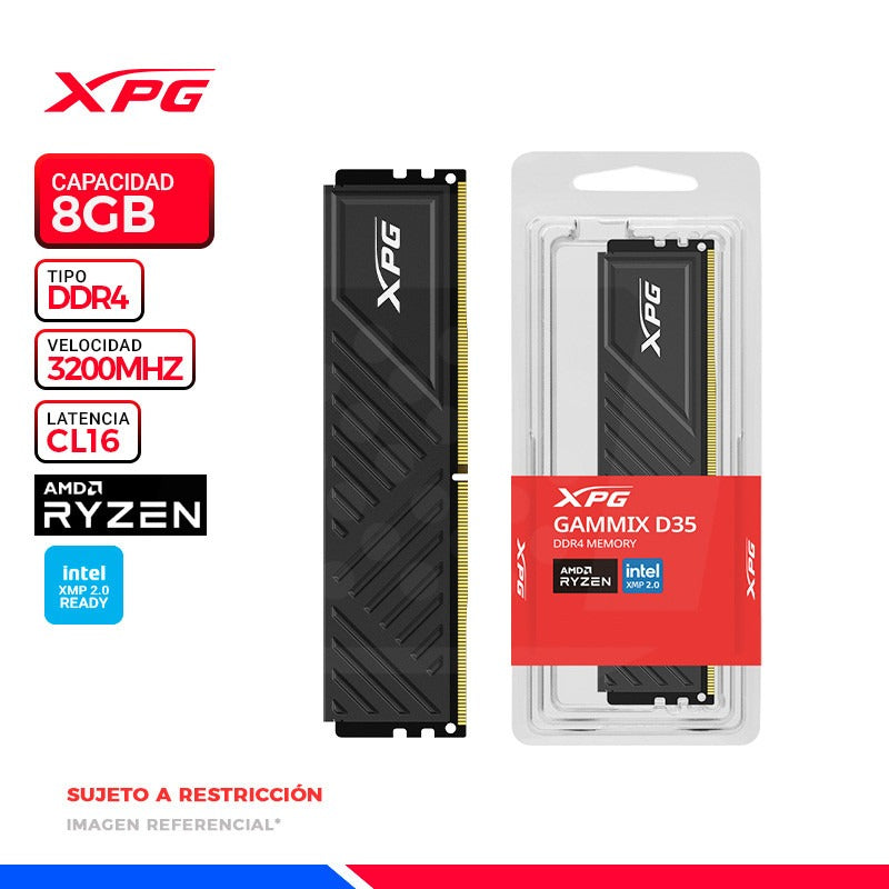 DDR4 UDIMM XPG GAMMIX D35 8GB 3200MHZ BK AX4U32008G16A-SBKD35