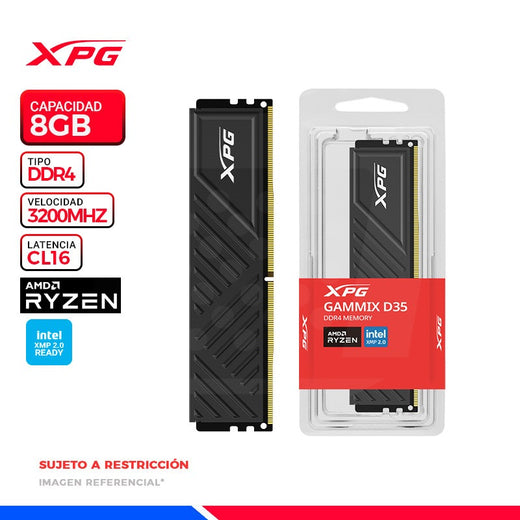 DDR4 UDIMM XPG GAMMIX D35 8GB 3200MHZ BK AX4U32008G16A-SBKD35