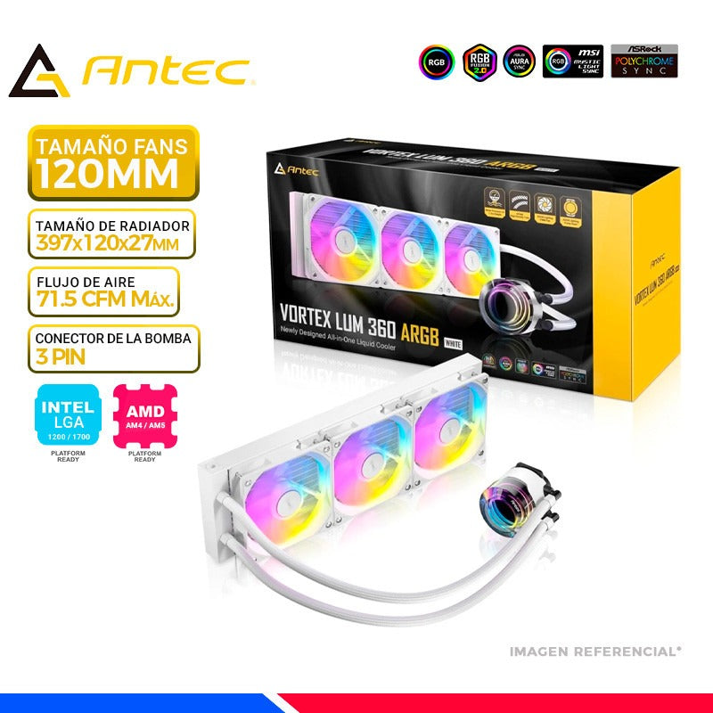 AIO LIQUID ANTEC VORTEX LUM 360 ARGB WT 0-761345-40056-5