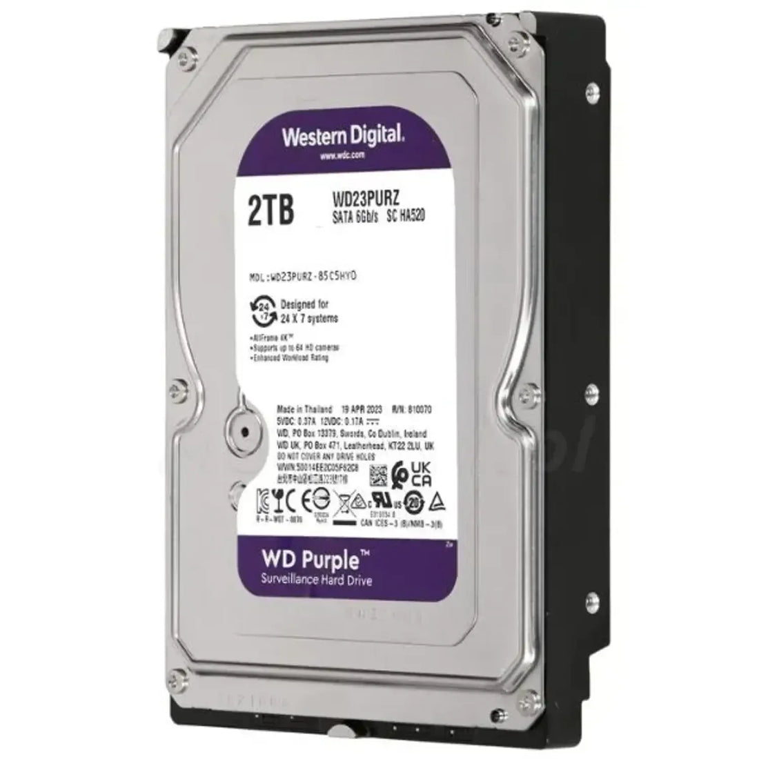 Disco Duro Western Digital Purple 2TB 3.5" SATA CMR 256MB