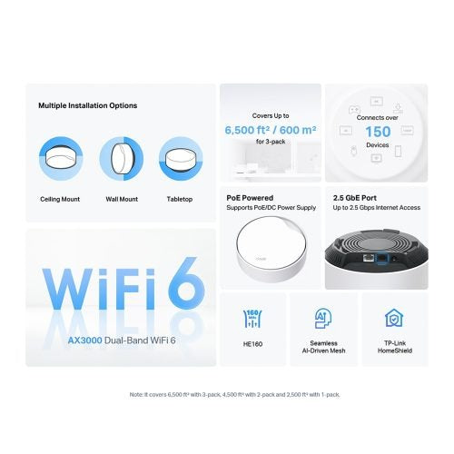 DECO X50 POE (3-PACK) MESH WIFI 6 AX3000 DUAL BAND TP-LINK
