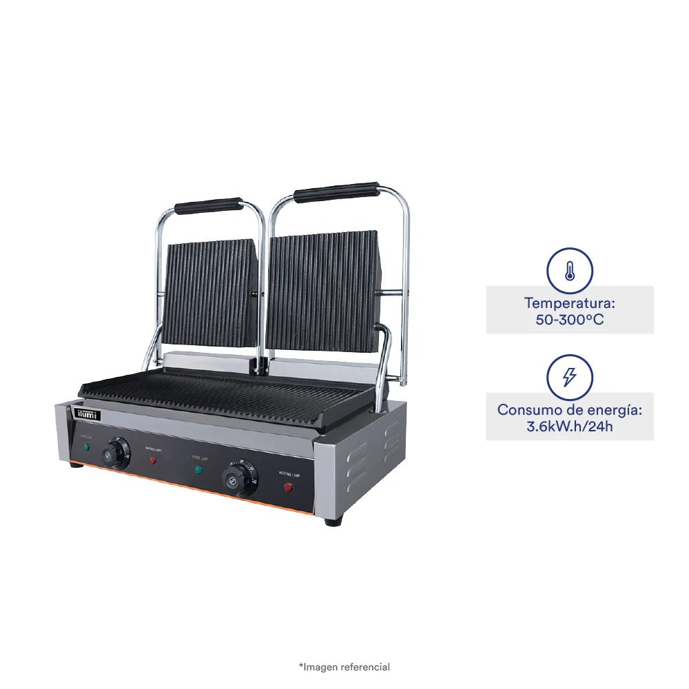 Sandguichera Panini Grill Industrial 2 Discos Ilumi