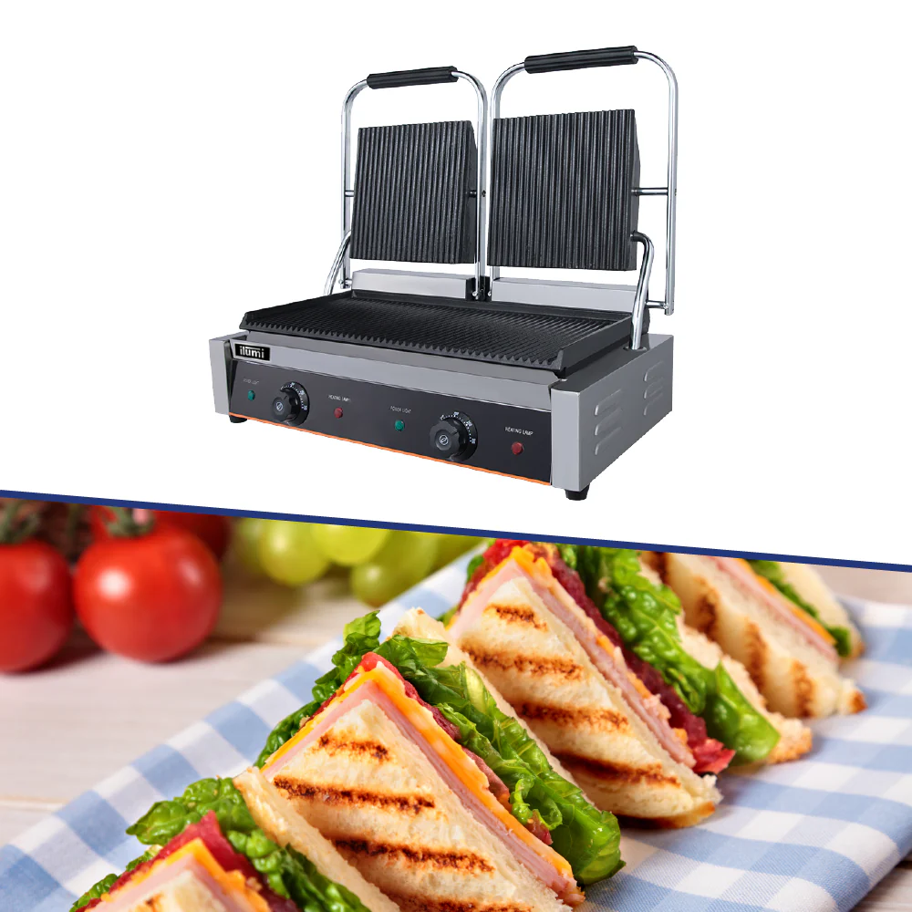 Sandguichera Panini Grill Industrial 2 Discos Ilumi
