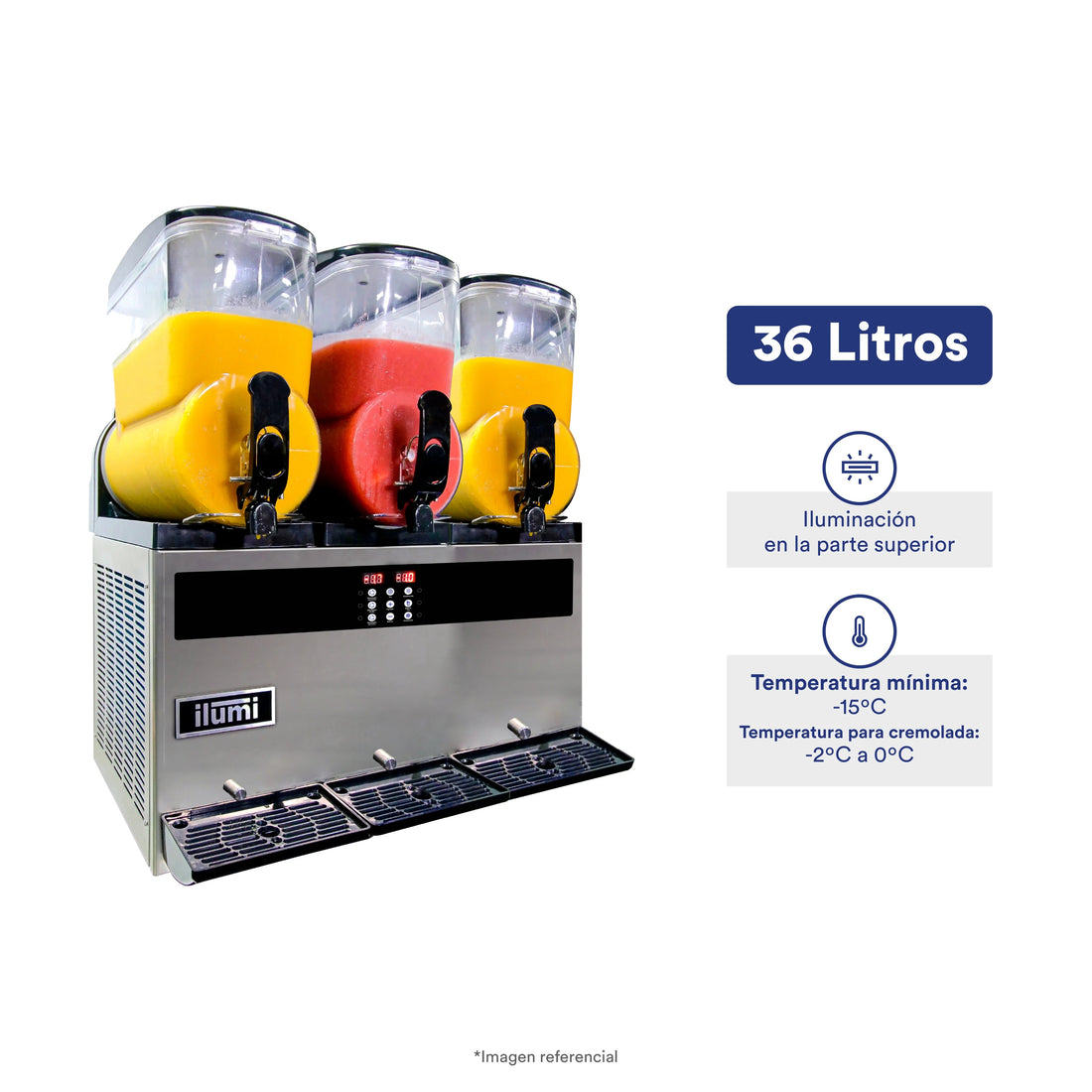 Maquinas De Cremolada Cremoladera 3 Pozas 36L Ilumi