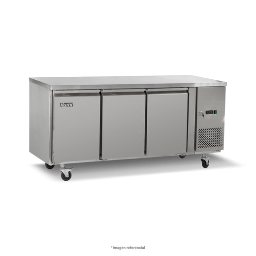 Mesa refrigerada de 420 litros con 3 puertas sólidas Ilumi