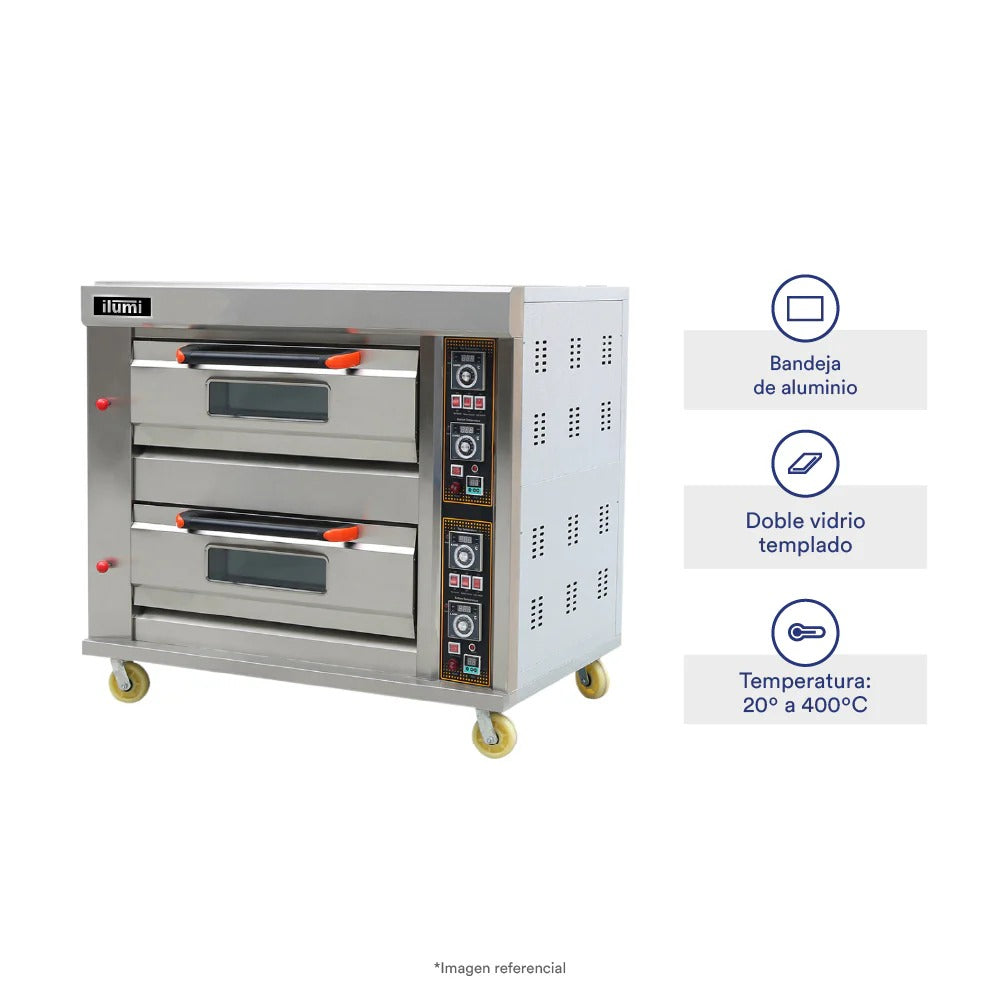 Horno Industrial A Gas Multiuso 60 Cms 2 Compartimientos Ilumi