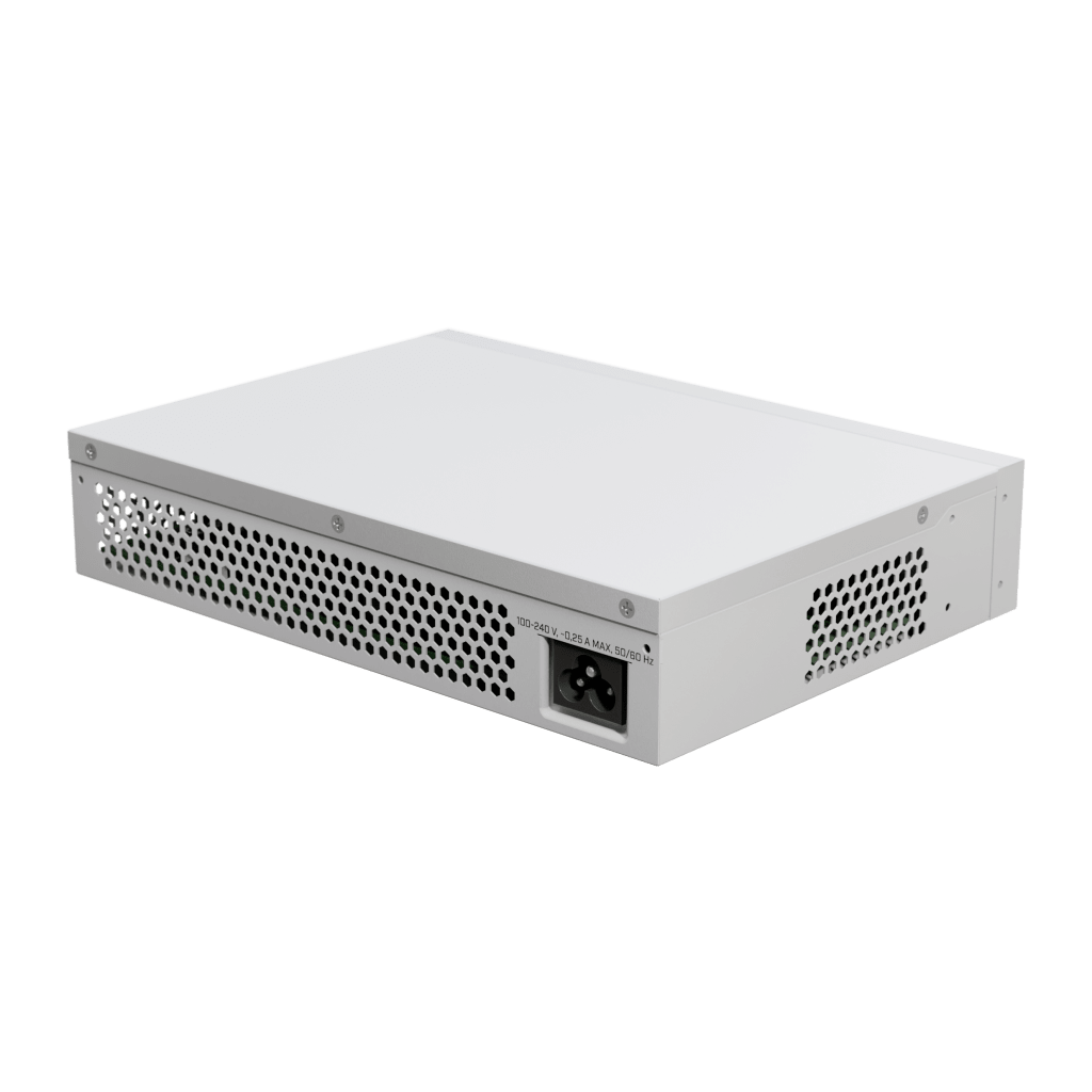 Switch con 16 Puertos Gigabit Ethernet / 2 Puertos SFP+ 10G / Filtrado MAC y VLANs / SwOS Configuración Web