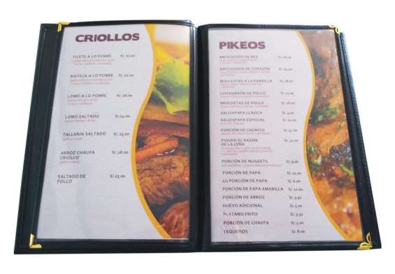 CARTAS DE MENÚ RESTAURANTES CUERO BIOCUERO CON MICAS DE 2A10