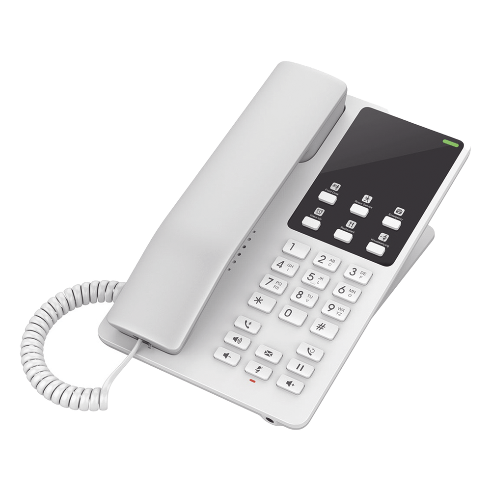 Teléfono IP Hotelero, 2 líneas SIP con 2 cuentas, IPV4/IPV6, color blanco, con gestión en la nube GDMS