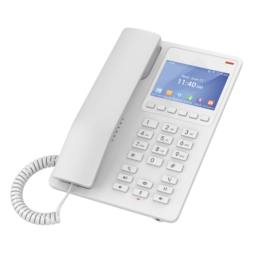 Teléfono IP Hotelero con pantalla LCD a color, 2 líneas SIP, IPV4/IPV6, color blanco, con gestión en la nube GDMS