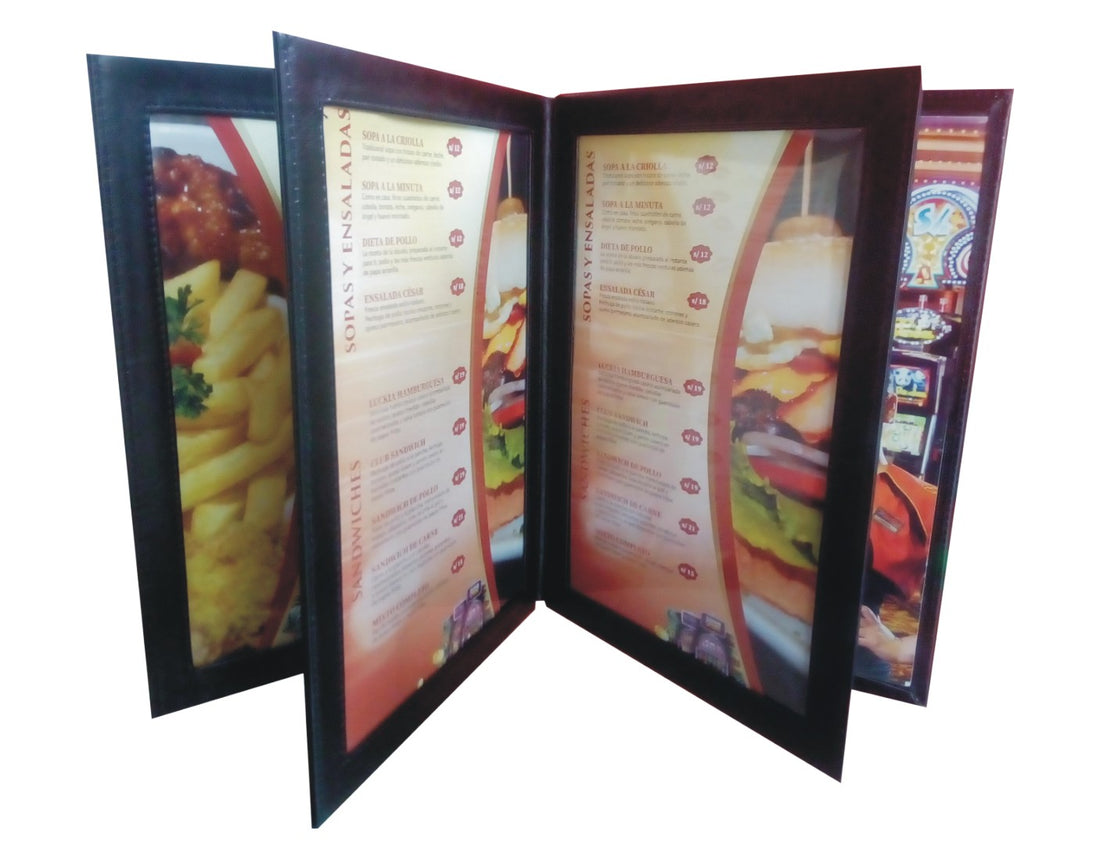 CARTAS DE MENÚ RESTAURANTES CUERO BIOCUERO CON MICAS DE 2A10